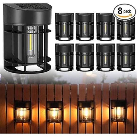 Solar Fence Lights Outdoor 8 Pack Deck Lights Solar Powered with LED Bulbs - Picture 7 of 7